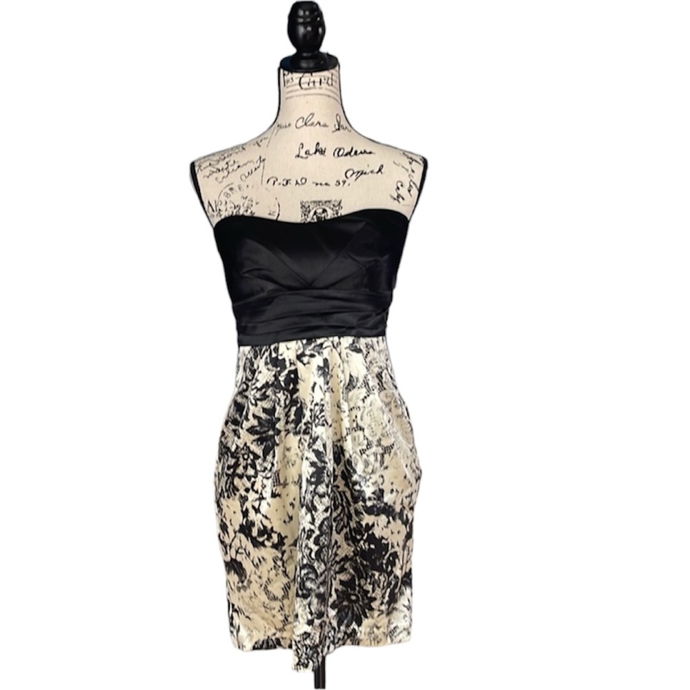 Ruby Rox black floral strapless dress